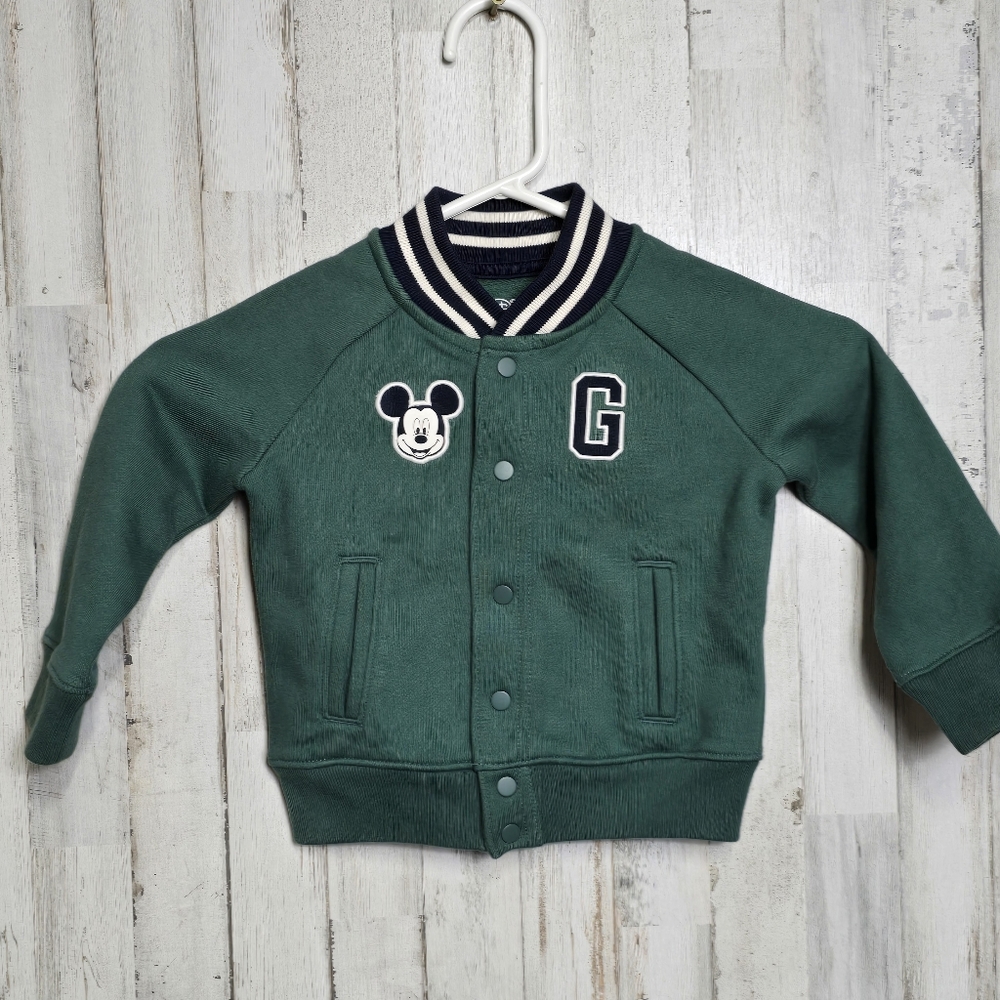 Gap × Disney Boys Organic Cotton Varsity Jacket 18 - 24 months Mickey Mouse